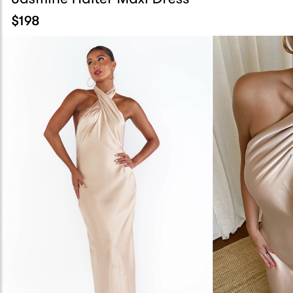 Chic Halter Maxi Dress in Champagne